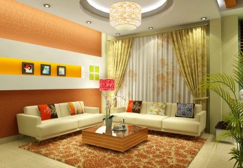 Phòng khách mùa hè với màu sắc thiên nhiên