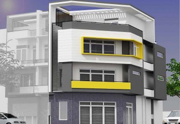 Thiết kế nhà 4 tầng trên đất vát góc