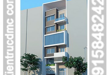 Thiết kế nhà phố 7 tầng mặt tiền chéo