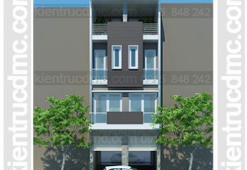 Thiết kế nhà phố 4 tầng 2 ghép 1 đẹp hiện đại