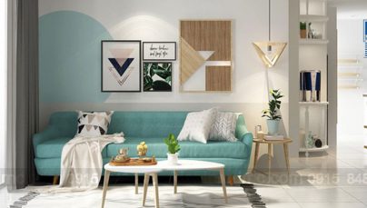 Làm mát không gian mùa hè với thiết kế nội thất chung cư màu xanh ngọc