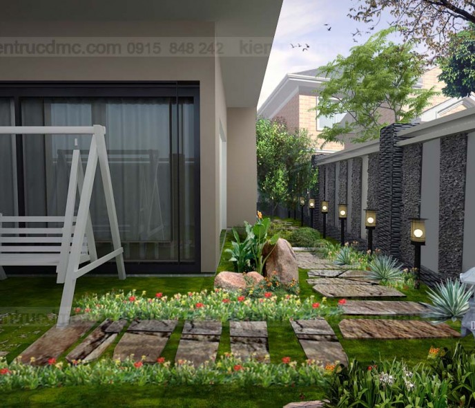 Thiết kế sân vườn biệt thự cao cấp Mỹ Đình