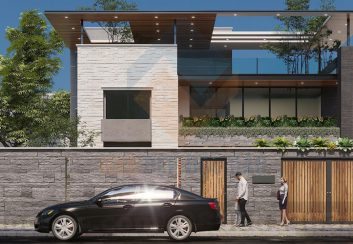 Thiết kế biệt thự phố 2 tầng phong cách hiện đại với không gian xanh