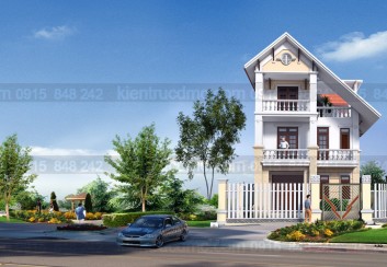 Thiết kế biệt thự kiến trúc Pháp 3 tầng trên đất 229m2