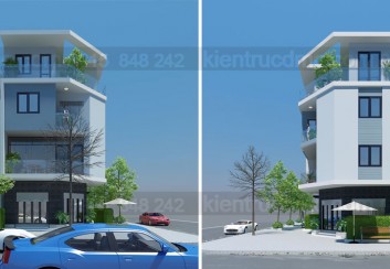 Thiết kế nhà phố 2 mặt tiền căn góc 4 tầng