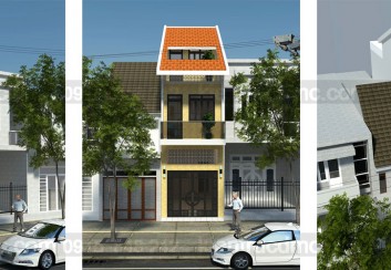Thiết kế nhà phố mặt tiền hẹp 3m lệch tầng